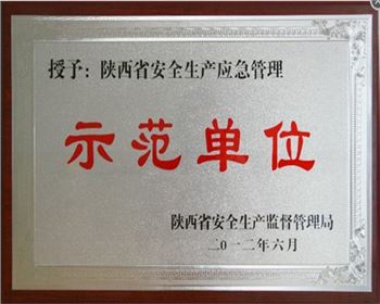 榮獲陜西示范單位榮譽證書